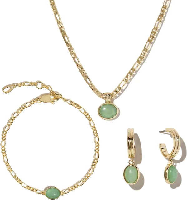 Elegant Jade Jewelry Set with 18K Gold Plating for Women