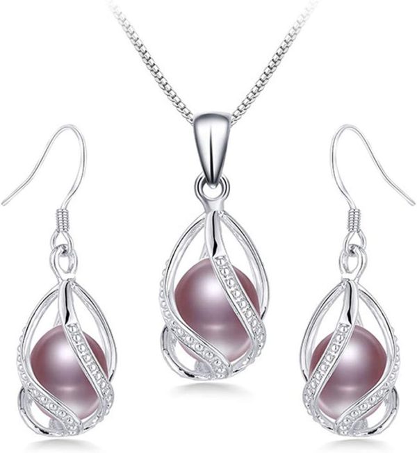 Elegant Natural Pearl Jewelry Set in 925 Sterling Silver for Women