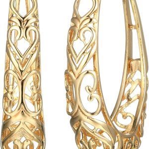 Elegant Sterling Silver Filigree Oval Hoop Earrings from Amazon Essentials