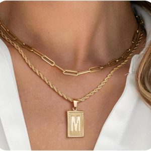 Elegant Turandoss Gold Initial Necklace A-Z for Stylish Women’s Layered Look