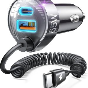 Fast Charging LISEN 65W USB C Car Charger for iPhone 16/15 and Samsung