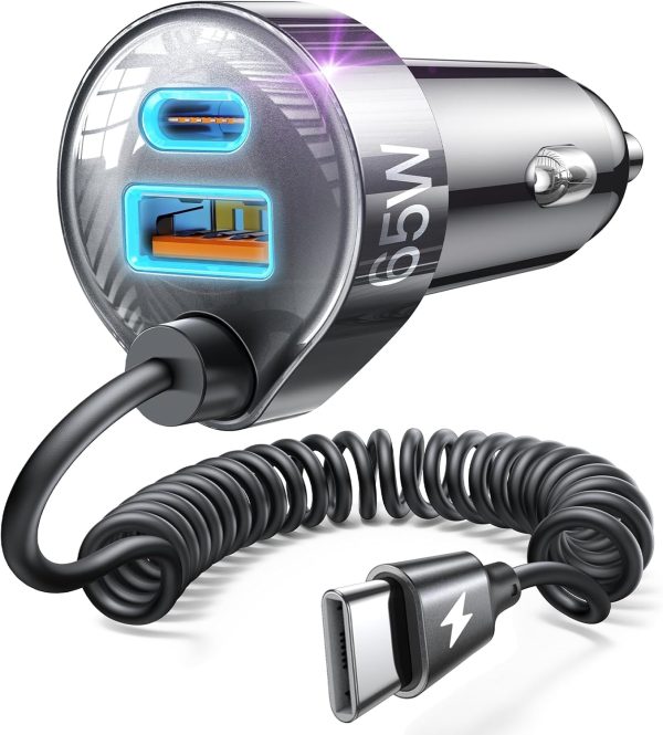 Fast Charging LISEN 65W USB C Car Charger for iPhone 16/15 and Samsung