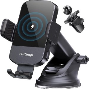 Fast Wireless Car Charger for iPhone and Samsung Galaxy - 15W Auto Clamping