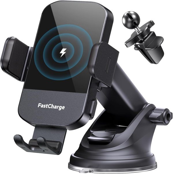 Fast Wireless Car Charger for iPhone and Samsung Galaxy - 15W Auto Clamping