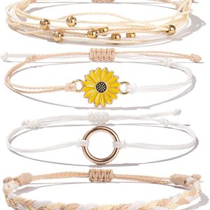 Handmade Sunflower String Bracelet - Boho Surfer Style for Women