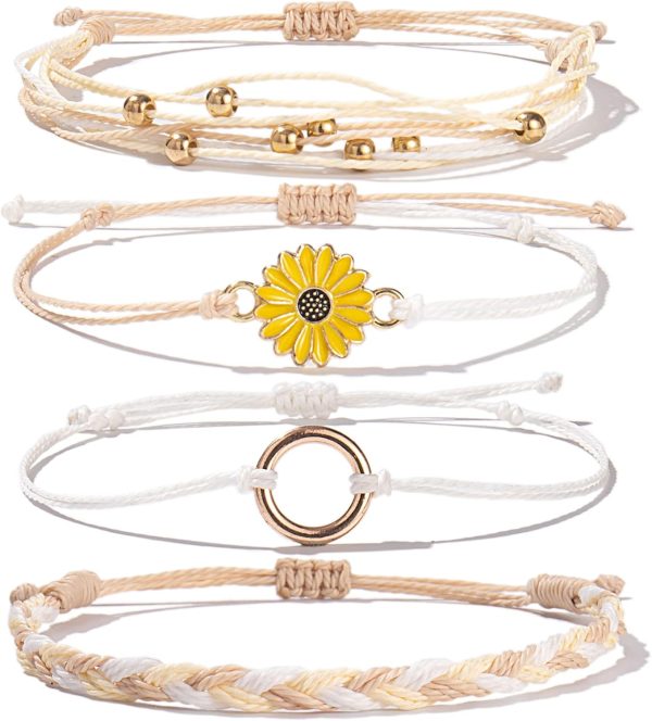 Handmade Sunflower String Bracelet - Boho Surfer Style for Women