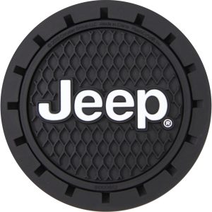 Jeep Logo Cup Holder Coasters for Cars and SUVs - 2-Pack Black