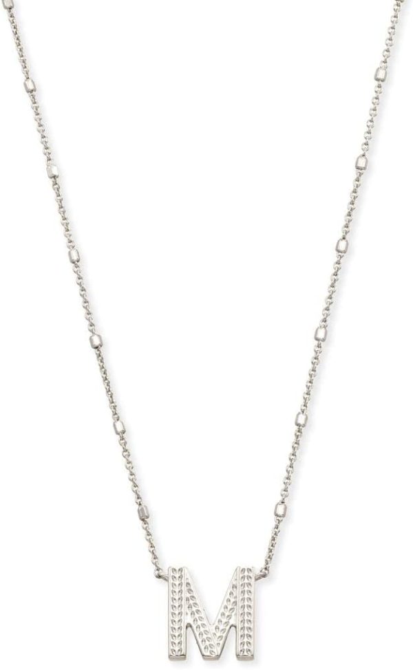 Kendra Scott A-Z Pendant Necklace: Stylish Rhodium-Plated Jewelry for Women