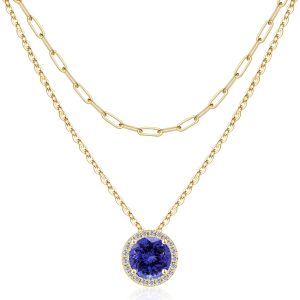 Layered Birthstone Necklace for Women in 14K Gold - Perfect Birthday Gift