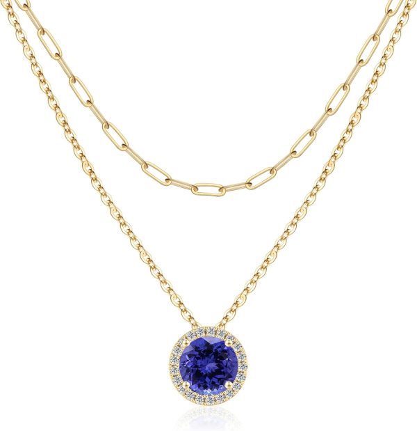 Layered Birthstone Necklace for Women in 14K Gold - Perfect Birthday Gift