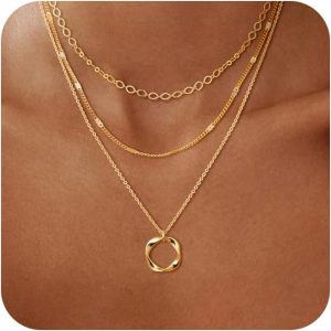 Layered Gold Necklaces for Women: Trendy Stackable Choker & Pendant Sets