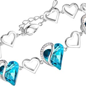 Leafael Infinity Love Heart Bracelets: Birthstone & Healing Stone Jewelry Gifts