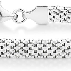 Miabella 925 Sterling Silver Italian 5mm Mesh Link Bracelet for Women