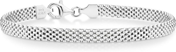 Miabella 925 Sterling Silver Italian 5mm Mesh Link Bracelet for Women