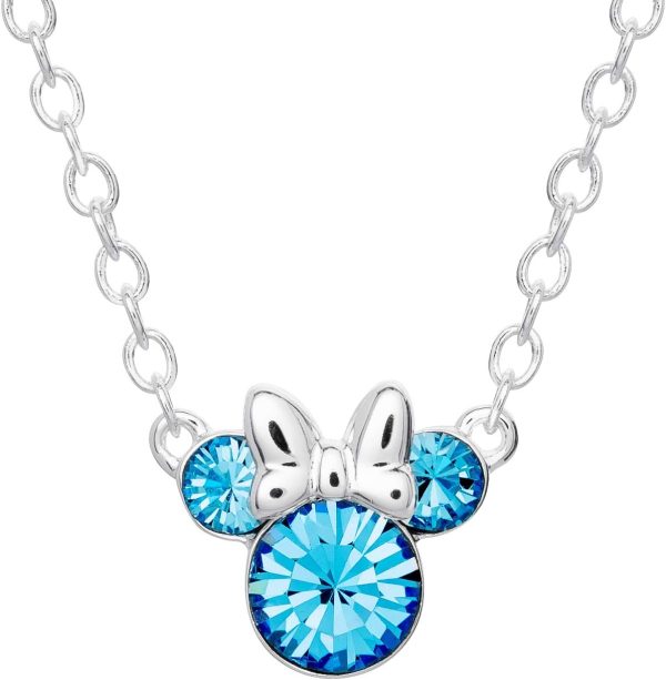 Minnie Mouse Birthstone Pendant Necklace: Silver Plated Jewelry for Every Month