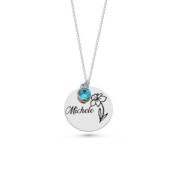 Personalized 925 Sterling Silver Birthstone Name Necklace for Women and Moms