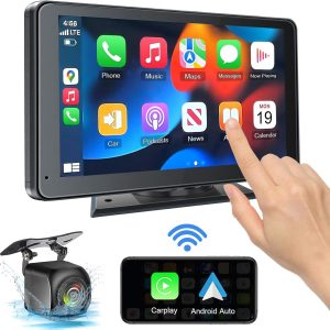 Portable 7" HD Car Stereo with Wireless Apple CarPlay and Android Auto