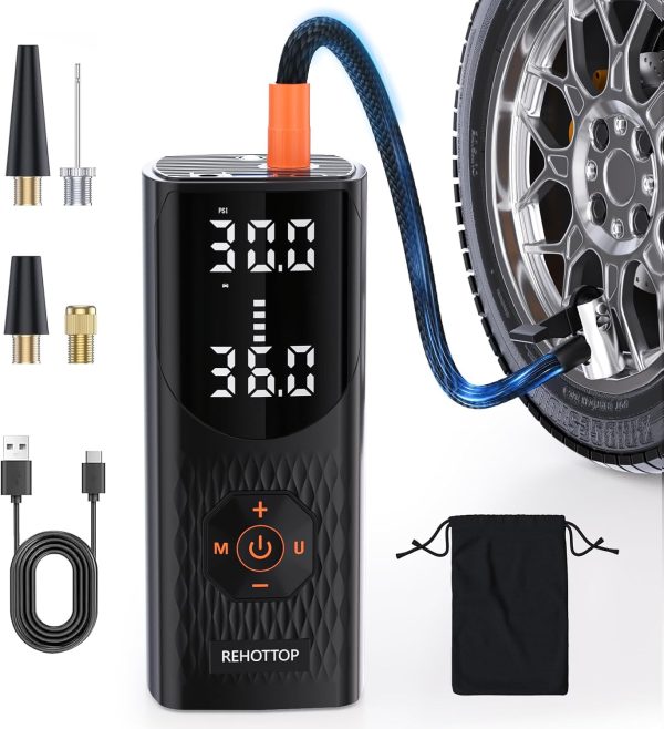 Portable Tire Inflator: 160PSI Air Pump for Fast Inflation and Pressure Gauge