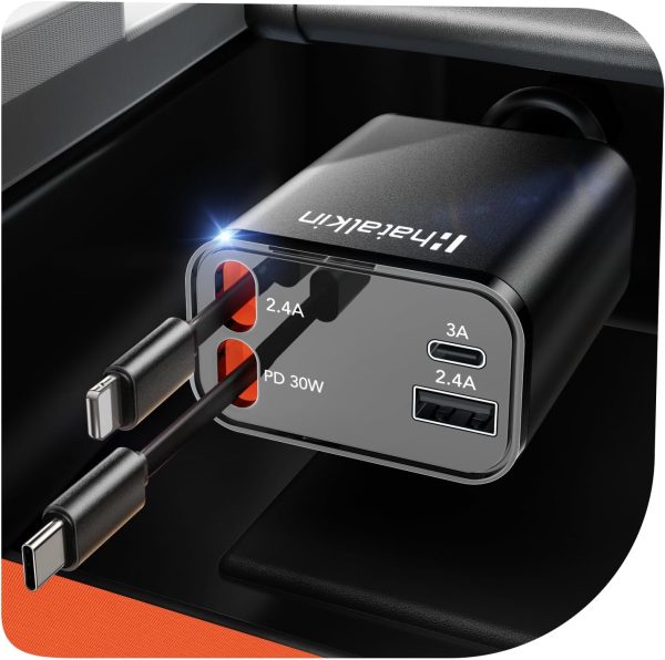 Retractable 4-in-1 Fast Car Charger for iPhone 16 and More