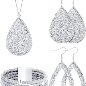 Stunning 4-Piece Women's Glitter Jewelry Set for Bridal Weddings and Events