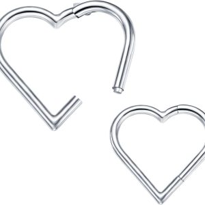 Stylish 2 Pcs G23 Titanium Heart Daith Piercing Jewelry for Cartilage Ears