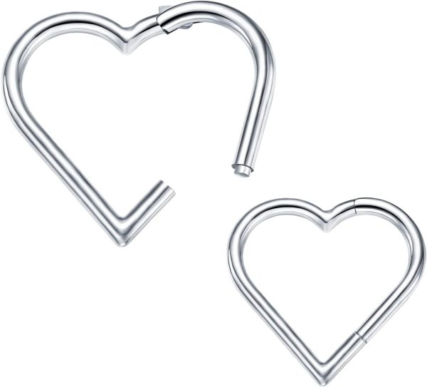 Stylish 2 Pcs G23 Titanium Heart Daith Piercing Jewelry for Cartilage Ears