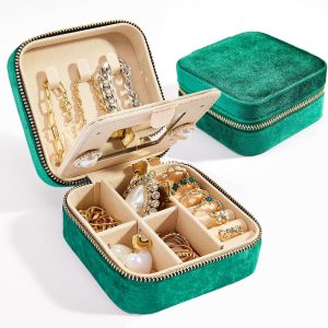 Travel Velvet Jewelry Box: Portable Organizer for Rings, Earrings, and Necklaces