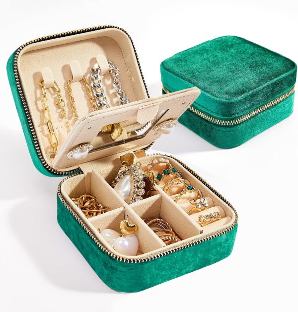 Travel Velvet Jewelry Box: Portable Organizer for Rings, Earrings, and Necklaces