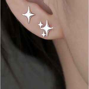 Trendy Hypoallergenic Sterling Silver Star Stud Earrings for Women and Teens