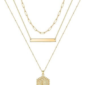 Turandoss Gold Layered Initial Necklaces: Handmade 14K Gold Plated Jewelry Gifts