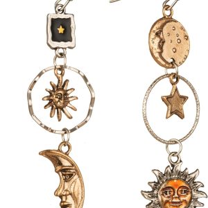 Vintage Gold Sun Moon Star Dangle Earrings Inspired by Greek Mythology